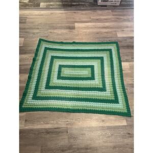 Handmade Crochet Afghan Green Vintage